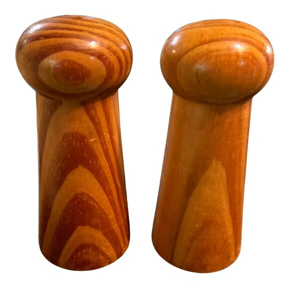 MCM Other - Vtg Oak Wood Turned Salt Pepper Shakers MCM Retro